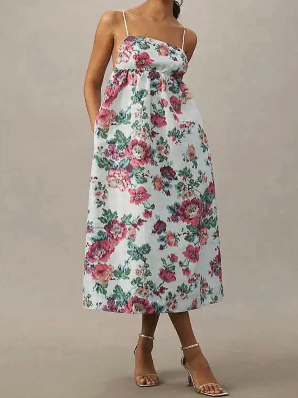 NWT BHLDN Sophia Apron-Top Jacquard Midi Dress - Size XS Wedding Cocktail Floral